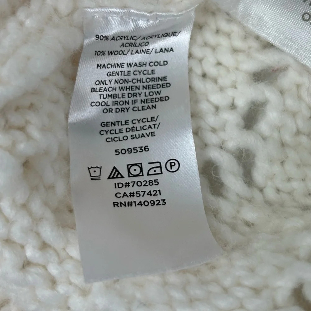 Ann Taylor Loft Women's XS Ivory Crochet Sweater Scalloped Hem Pullover - Picture 4 of 8